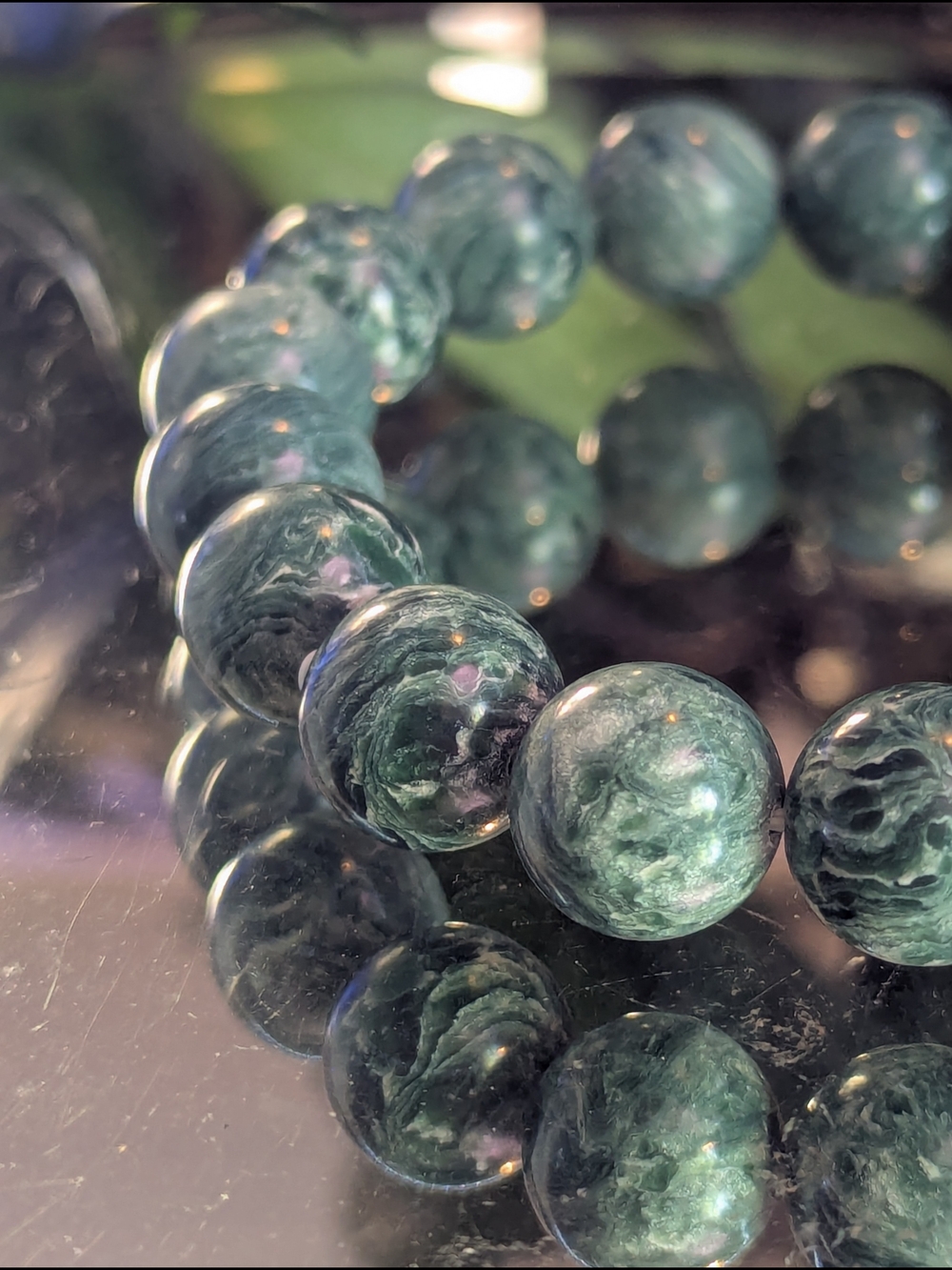 Silky Angelic Siberian Seraphinite Crystal Beads Specimine Bracelet